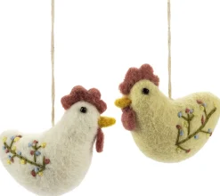 Én Gry & Sif Anhänger Filz-Hahn bestickt Weiß Discount