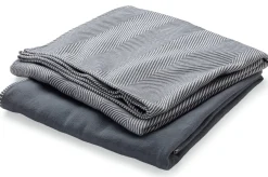 Framsohn Baumwolldecke blaugrau-weiß Clearance