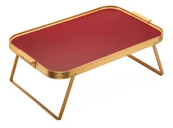 Kaymet London Bett-Tablett Aluminium faltbar Weinrot New