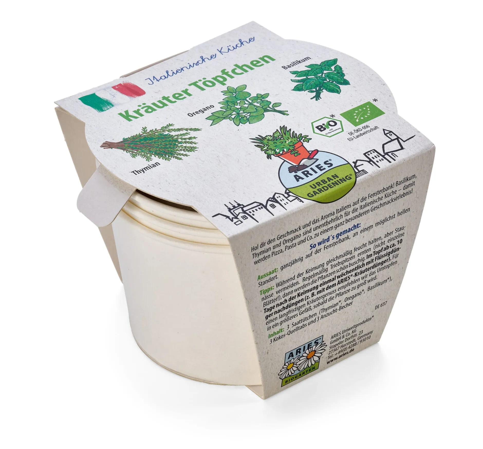 ARIES Umweltprodukte® Bio-Aussaatset Italienische Küchenkräuter Clearance