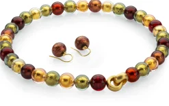 Ménard Collier Muranoglas, Bordeaux-Grün-Gold Hot