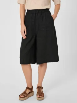 Knowledge Cotton Apparel Damen-Bermudahose Leinen Schwarz Outlet