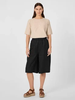 Knowledge Cotton Apparel Damen-Bermudahose Leinen Schwarz Outlet