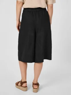 Knowledge Cotton Apparel Damen-Bermudahose Leinen Schwarz Outlet