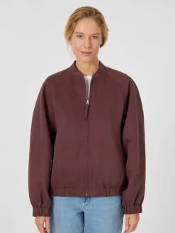 LangerChen Damenblouson Lyocell-Leinen Weinrot Discount