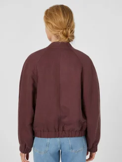 LangerChen Damenblouson Lyocell-Leinen Weinrot Discount