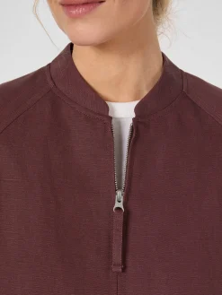 LangerChen Damenblouson Lyocell-Leinen Weinrot Discount