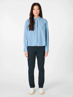 Knowledge Cotton Apparel Damenbluse Feincord Hellblau Best