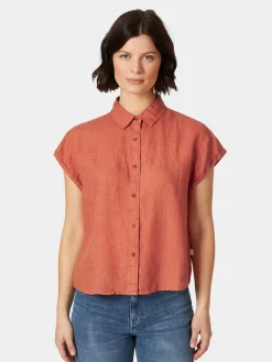 Knowledge Cotton Apparel Damenbluse Kurzarm Orange Online