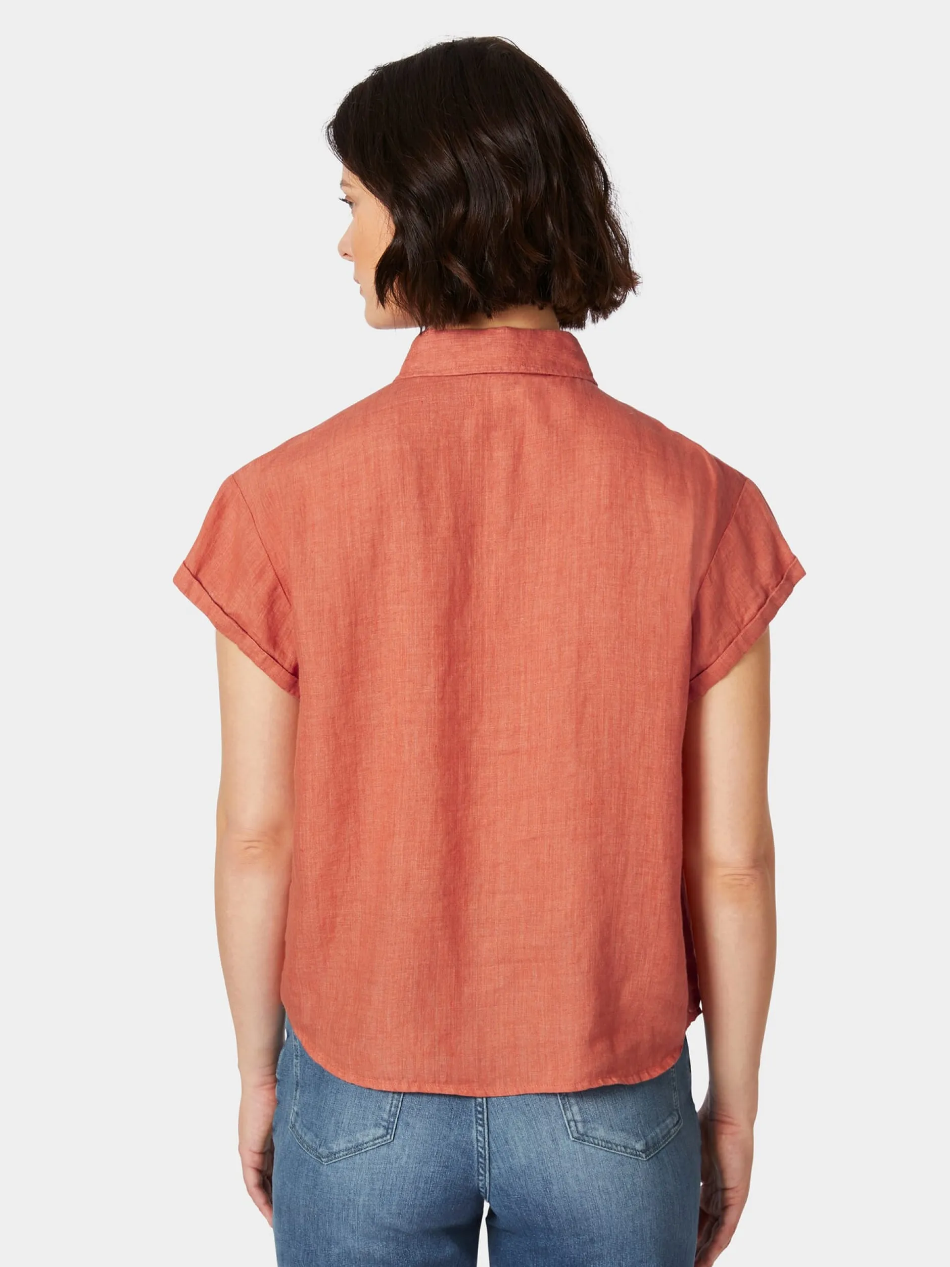 Knowledge Cotton Apparel Damenbluse Kurzarm Orange Online