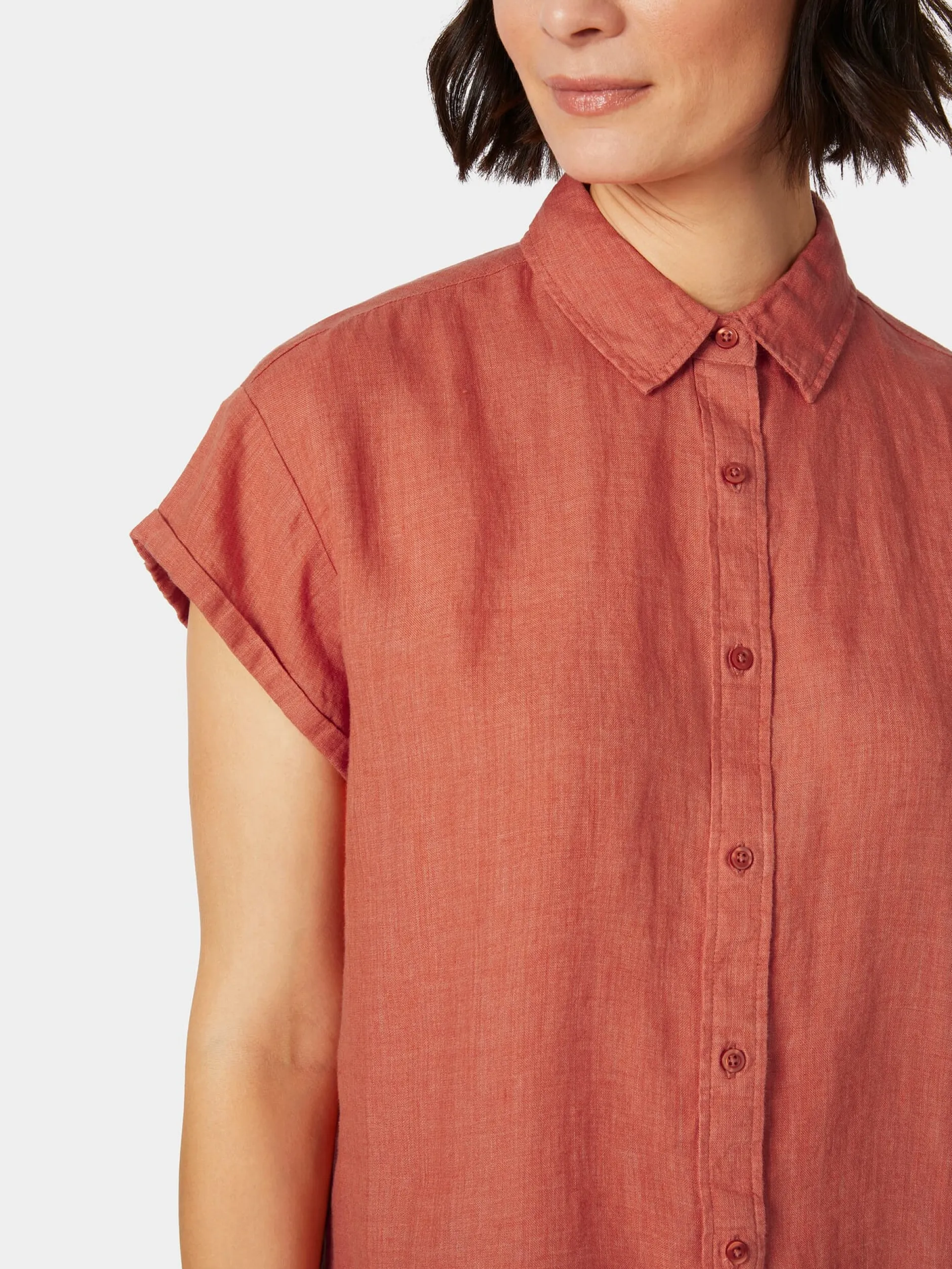 Knowledge Cotton Apparel Damenbluse Kurzarm Orange Online