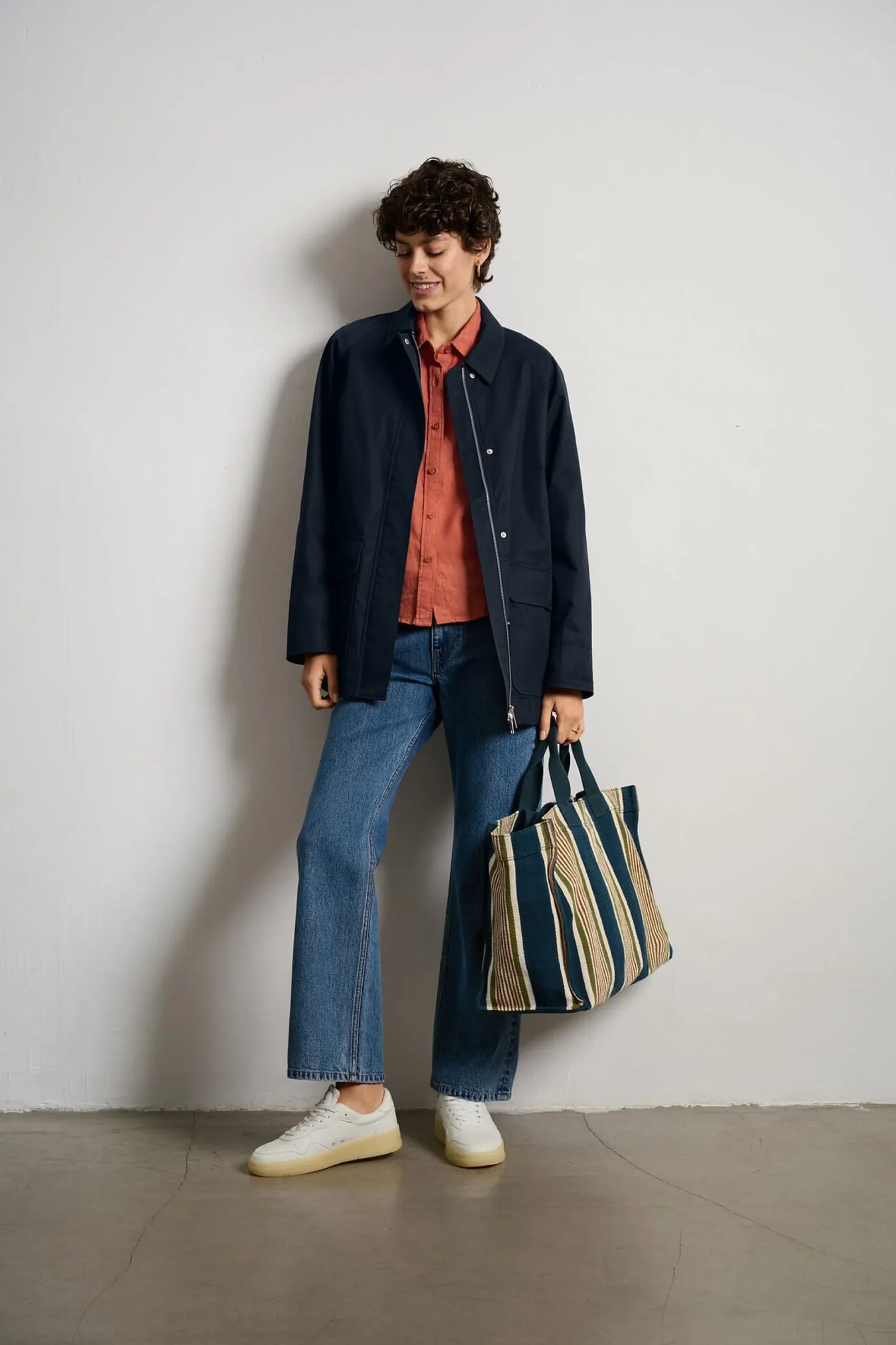 Knowledge Cotton Apparel Damenbluse Kurzarm Orange Online