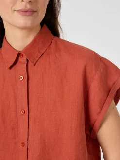 Knowledge Cotton Apparel Damenbluse Kurzarm Rostrot Sale