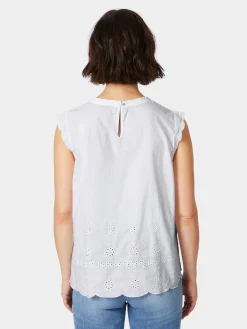 CARE BY ME Damenbluse Lochstickerei Weiß Sale