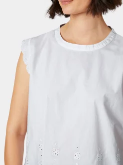 CARE BY ME Damenbluse Lochstickerei Weiß Sale