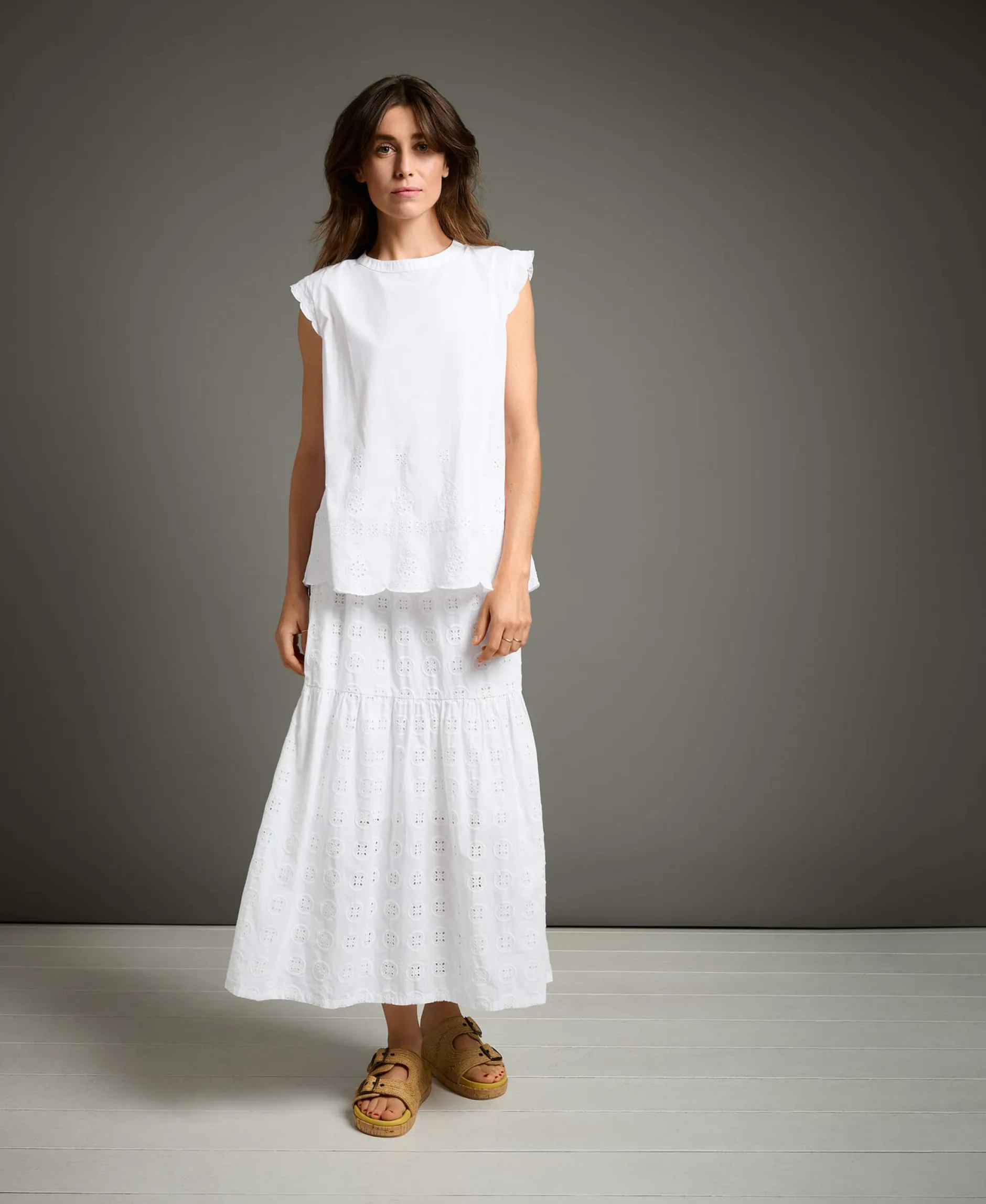 CARE BY ME Damenbluse Lochstickerei Weiß Sale