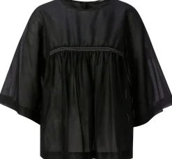 LANIUS Damenbluse mit Kräuseln Schwarz Hot