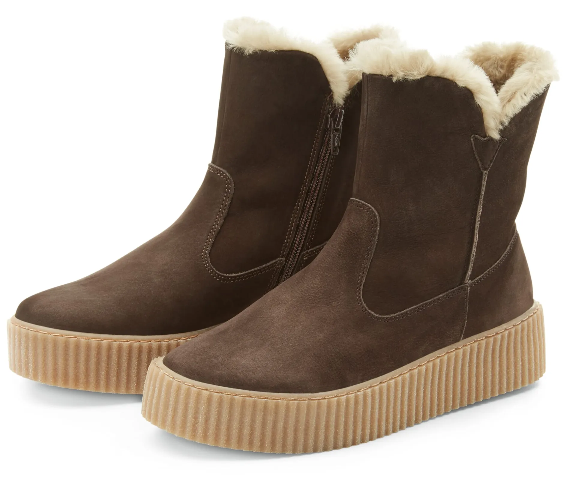 Werner Schuhe Damenboot mit Lammfell Braun Online