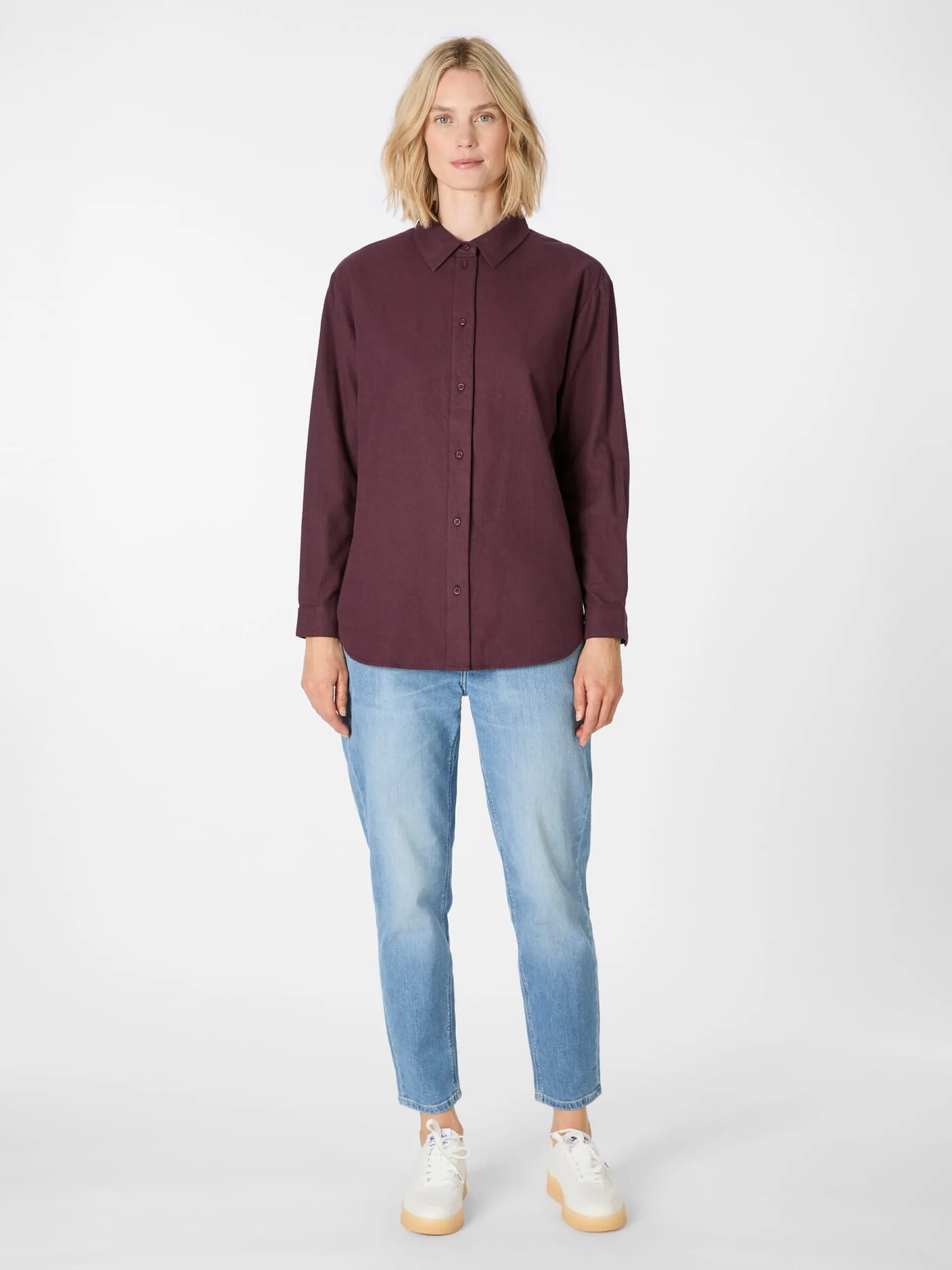 Knowledge Cotton Apparel Damen-Flanellbluse Weinrot Sale