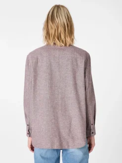 Knowledge Cotton Apparel Damen-Flanellbluse meliert Weinrot Online