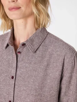 Knowledge Cotton Apparel Damen-Flanellbluse meliert Weinrot Online