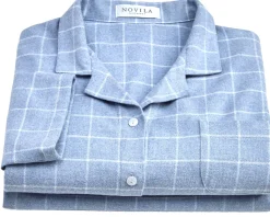 Novila Damen-Flanellpyjama kariert Hellblau Clearance