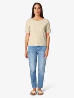 Alma ＆ Lovis Damen-Glitzershirt Kurzarm Natur New