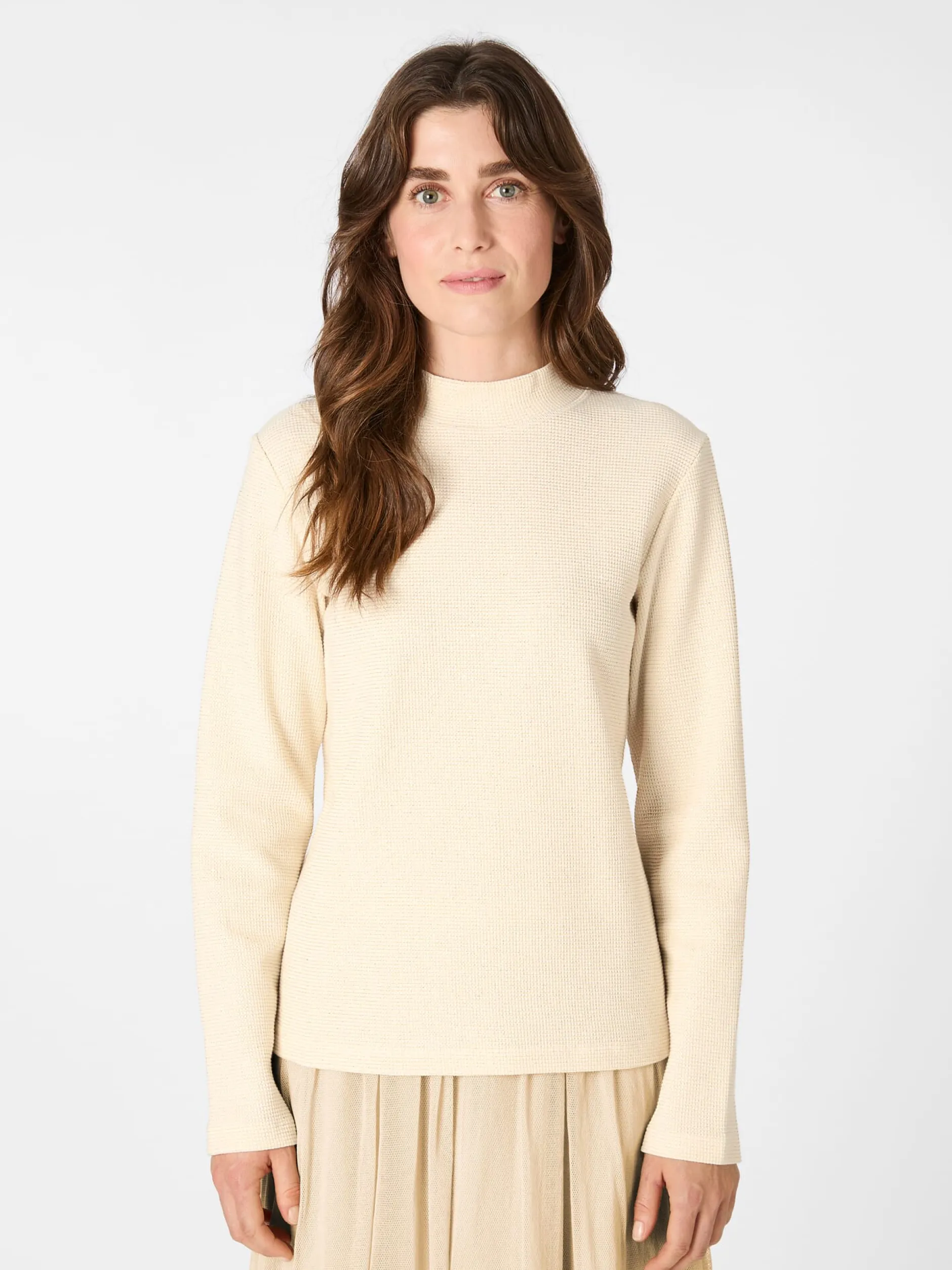 Alma & Lovis Damen-Glitzershirt Langarm Natur Sale