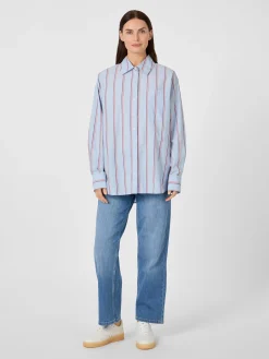 Armedangels Damen-Hemdbluse gestreift Hellblau New