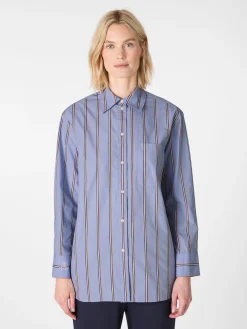 Armedangels Damen-Hemdbluse gestreift Hellblau Best