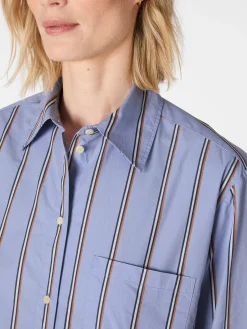 Armedangels Damen-Hemdbluse gestreift Hellblau Best