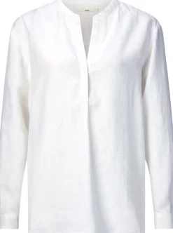 LANIUS Damen-Hemdbluse Leinen Weiß Clearance