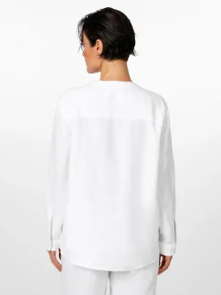 LANIUS Damen-Hemdbluse Leinen Weiß Clearance