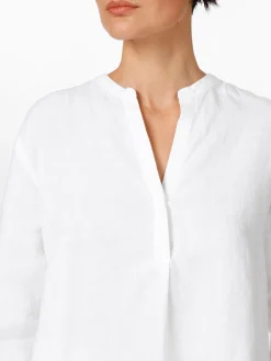 LANIUS Damen-Hemdbluse Leinen Weiß Clearance
