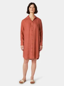 Knowledge Cotton Apparel Damen-Hemdblusenkleid Orange Outlet