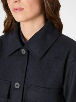 Christiane Strobel Damen-Hemdjacke Wolle Dunkelblau Clearance