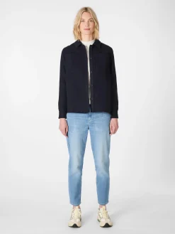 Knowledge Cotton Apparel Damen-Hemdjacke Wolle Dunkelblau Outlet