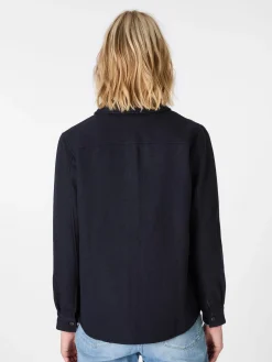 Knowledge Cotton Apparel Damen-Hemdjacke Wolle Dunkelblau Outlet