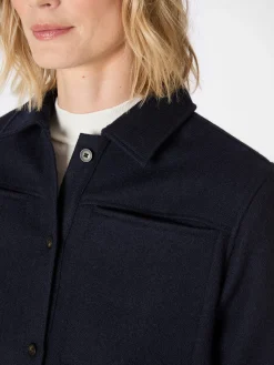 Knowledge Cotton Apparel Damen-Hemdjacke Wolle Dunkelblau Outlet