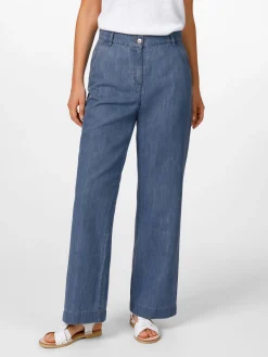 Manufactum Damenhose weites Bein Mittelblau Hot