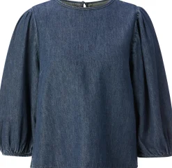 Mud Jeans Damen-Jeansbluse 3/4-Arm Mittelblau Sale