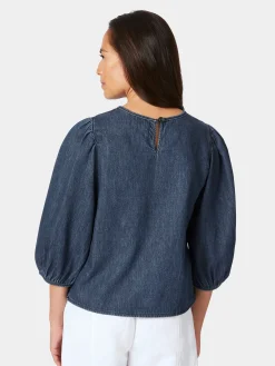 Mud Jeans Damen-Jeansbluse 3/4-Arm Mittelblau Sale