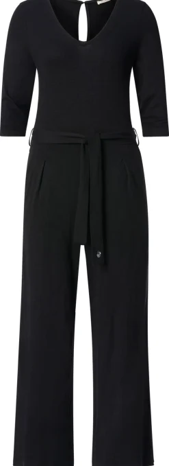 Alma ＆ Lovis Damen-Jumpsuit Piqué Schwarz