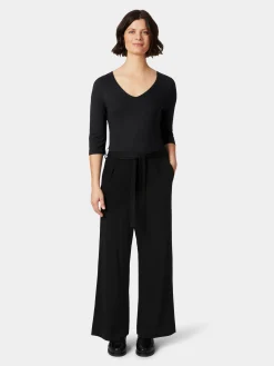 Alma ＆ Lovis Damen-Jumpsuit Piqué Schwarz