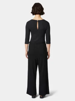 Alma ＆ Lovis Damen-Jumpsuit Piqué Schwarz