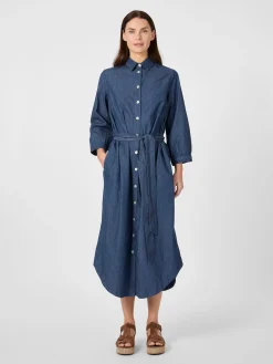 CARE BY ME Damenkleid Baumwolle Denimblau Discount