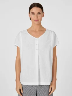 Oska Damen-Kurzarmbluse Seersucker Weiß Outlet