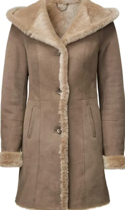 Wunderfell Damen-Lammfellmantel Hellbraun Clearance