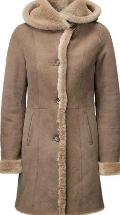 Wunderfell Damen-Lammfellmantel Hellbraun Clearance