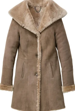 Wunderfell Damen-Lammfellmantel Hellbraun Clearance